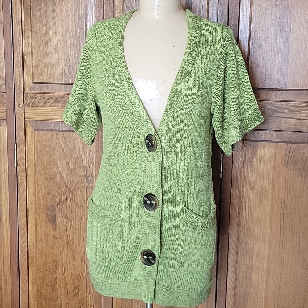 Curio Short Sleeve Cardigan Sweater Sz M